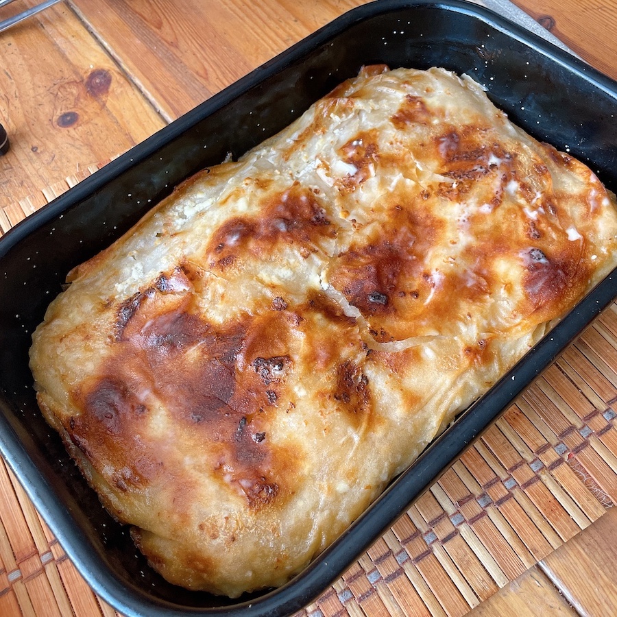 Whole grain maslanica in baking tray