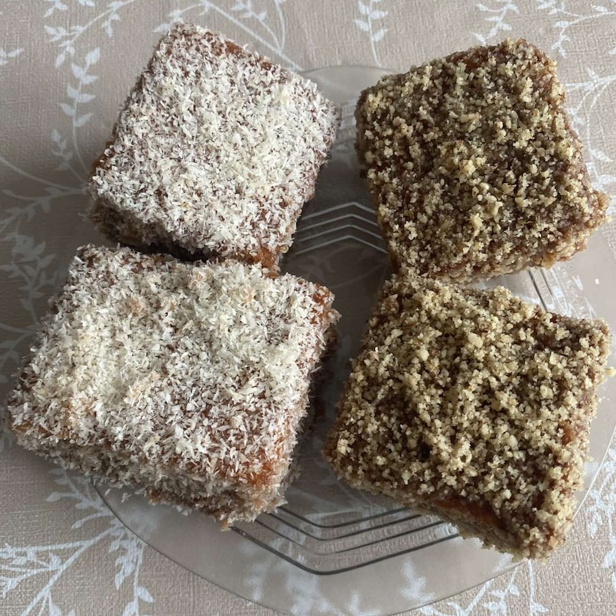 Bosnian chocolate coconut biscuits on a plate s kokosom i orasima na tanjiru