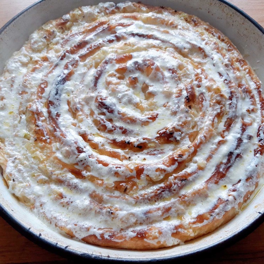 Pumpkin pie in a baking tray