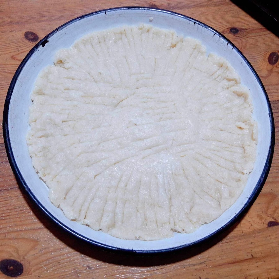 Milk cream pie before baking